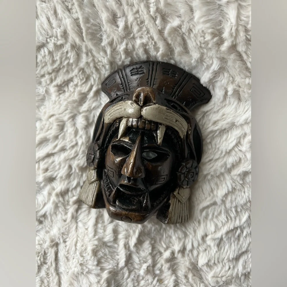 Authentic Mayan Aztec Warrior Mask artifact carved stone from Mexico rare EUC - Picture 9 of 9